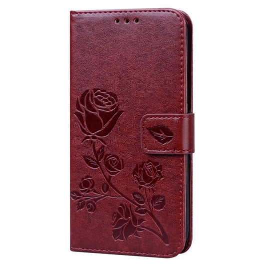 For iPhone 12 Pro Rose Embossed Horizontal Flip PU Leather Case with Holder & Card Slots & Wallet(Brown) by buy2fix