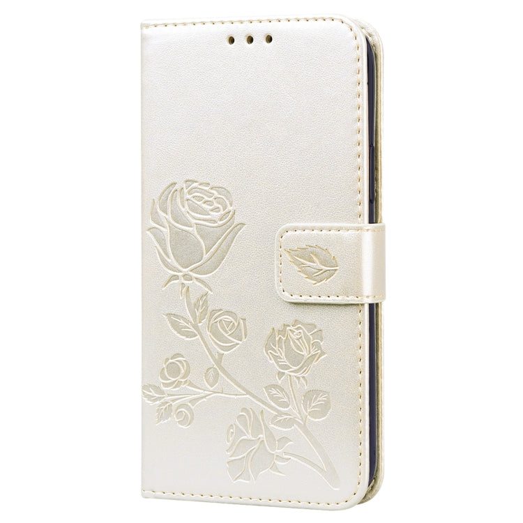 For iPhone 12 Pro Rose Embossed Horizontal Flip PU Leather Case with Holder & Card Slots & Wallet(Gold) by buy2fix