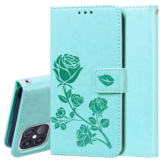 For iPhone 12 Pro Rose Embossed Horizontal Flip PU Leather Case with Holder & Card Slots & Wallet(Green) by buy2fix