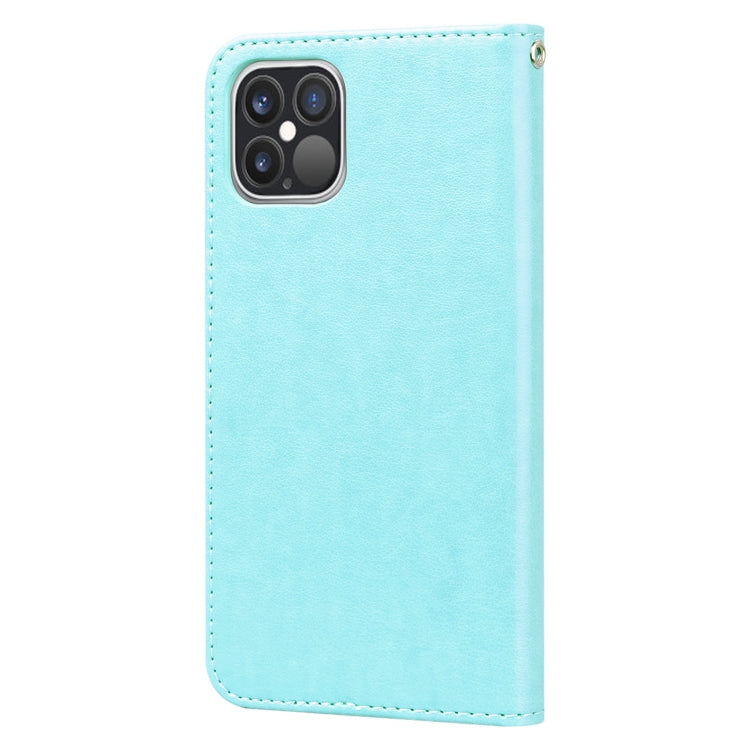 For iPhone 12 Pro Rose Embossed Horizontal Flip PU Leather Case with Holder & Card Slots & Wallet(Green) by buy2fix
