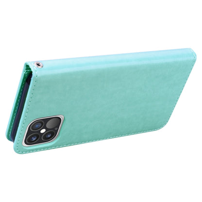 For iPhone 12 Pro Rose Embossed Horizontal Flip PU Leather Case with Holder & Card Slots & Wallet(Green) by buy2fix