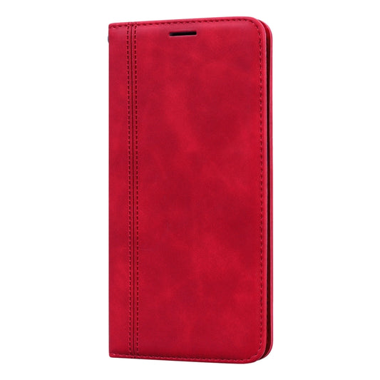 For Samsung Galaxy A21s Frosted Business Magnetic Horizontal Flip PU Leather Case with Holder & Card Slot & Lanyard(Red) by buy2fix