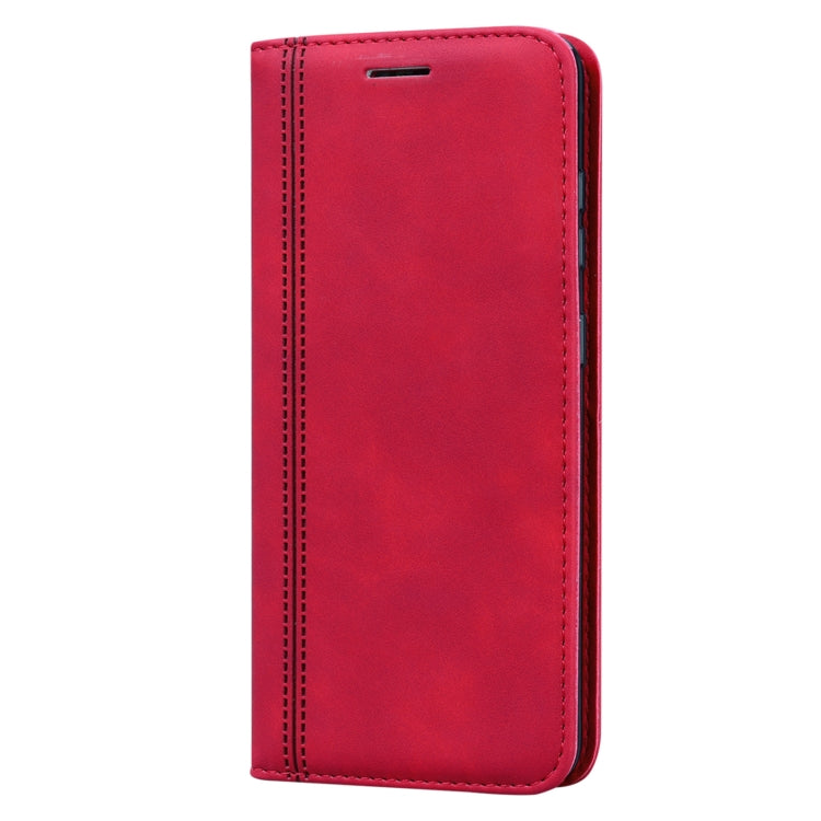 For Samsung Galaxy S20 FE 5G Frosted Business Magnetic Horizontal Flip PU Leather Case with Holder & Card Slot & Lanyard(Red) by buy2fix