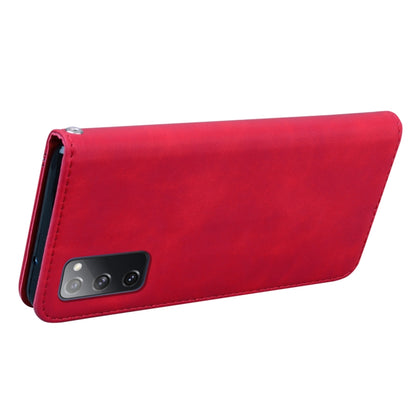 For Samsung Galaxy S20 FE 5G Frosted Business Magnetic Horizontal Flip PU Leather Case with Holder & Card Slot & Lanyard(Red) by buy2fix