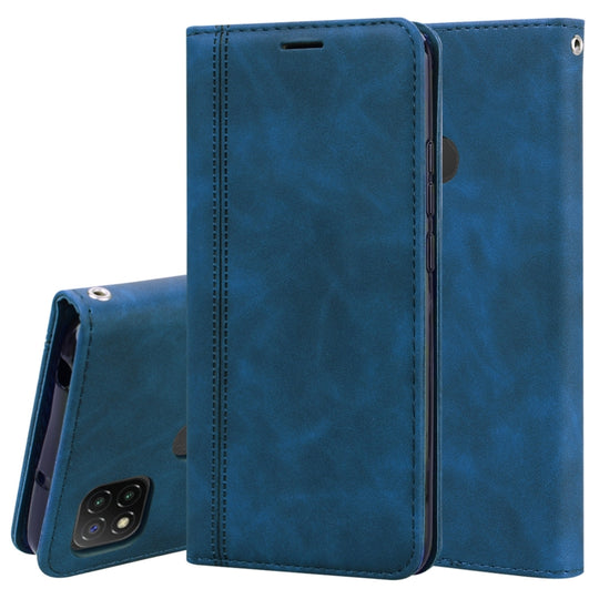 For Xiaomi Redmi 9C Frosted Business Magnetic Horizontal Flip PU Leather Case with Holder & Card Slot & Lanyard(Blue)