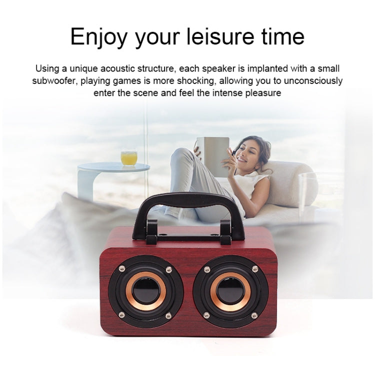 FT-4002 Wooden Wireless Bluetooth Portable Retro Subwoofer Speakers, Support TF card & USB MP3 Playback(Black Wood Grain) by buy2fix