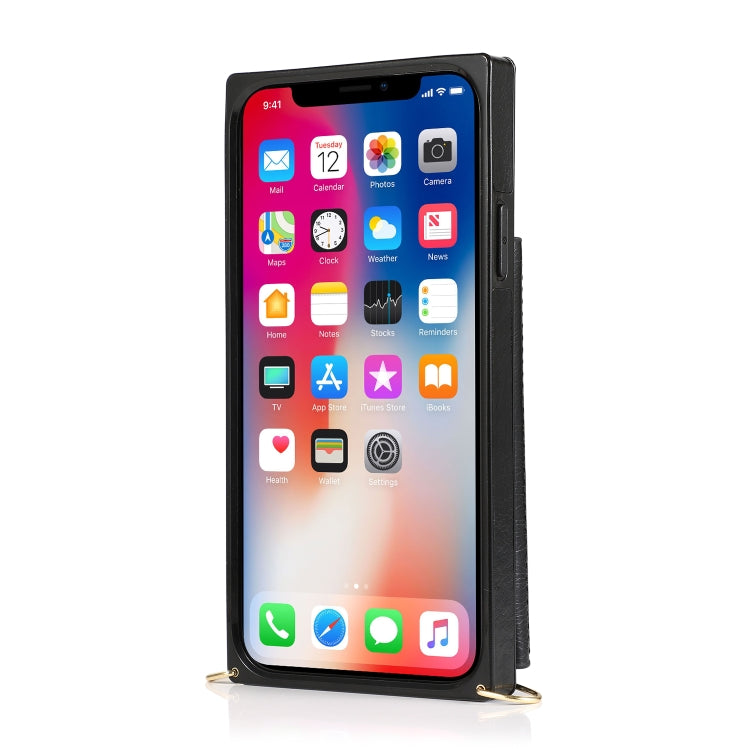 For iPhone 11 Square Zipper Wallet Bag TPU+PU Back Cover Case with Holder & Card Slots & Wallet & Cross-body Strap (Black) by buy2fix