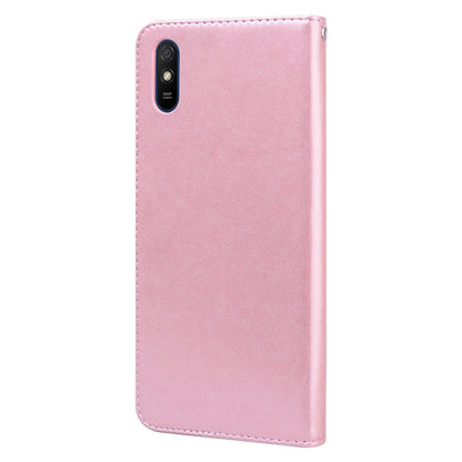For Xiaomi Redmi 9A Rose Embossed Horizontal Flip PU Leather Case with Holder & Card Slots & Wallet(Rose Gold) by buy2fix