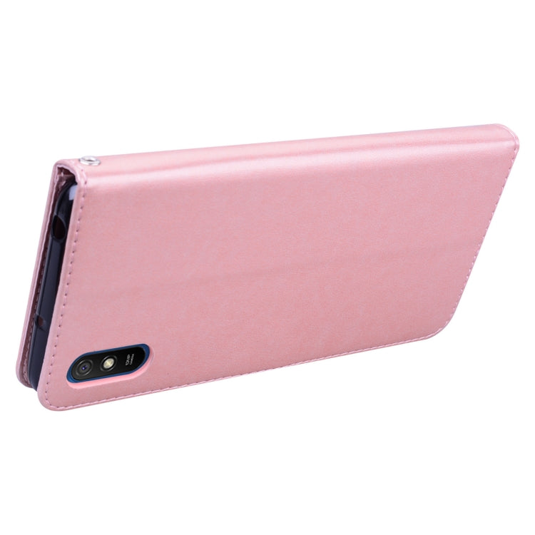 For Xiaomi Redmi 9A Rose Embossed Horizontal Flip PU Leather Case with Holder & Card Slots & Wallet(Rose Gold) by buy2fix