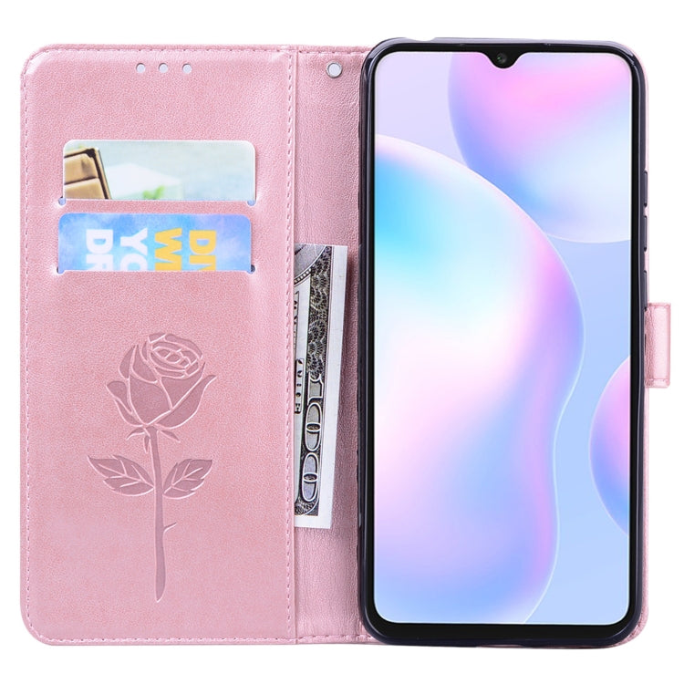 For Xiaomi Redmi 9A Rose Embossed Horizontal Flip PU Leather Case with Holder & Card Slots & Wallet(Rose Gold) by buy2fix