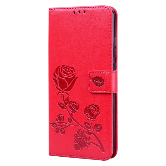 For Xiaomi Redmi 9A Rose Embossed Horizontal Flip PU Leather Case with Holder & Card Slots & Wallet(Red) by buy2fix