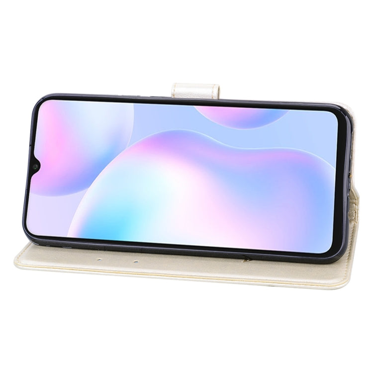 For Xiaomi Redmi 9A Rose Embossed Horizontal Flip PU Leather Case with Holder & Card Slots & Wallet(Gold) by buy2fix
