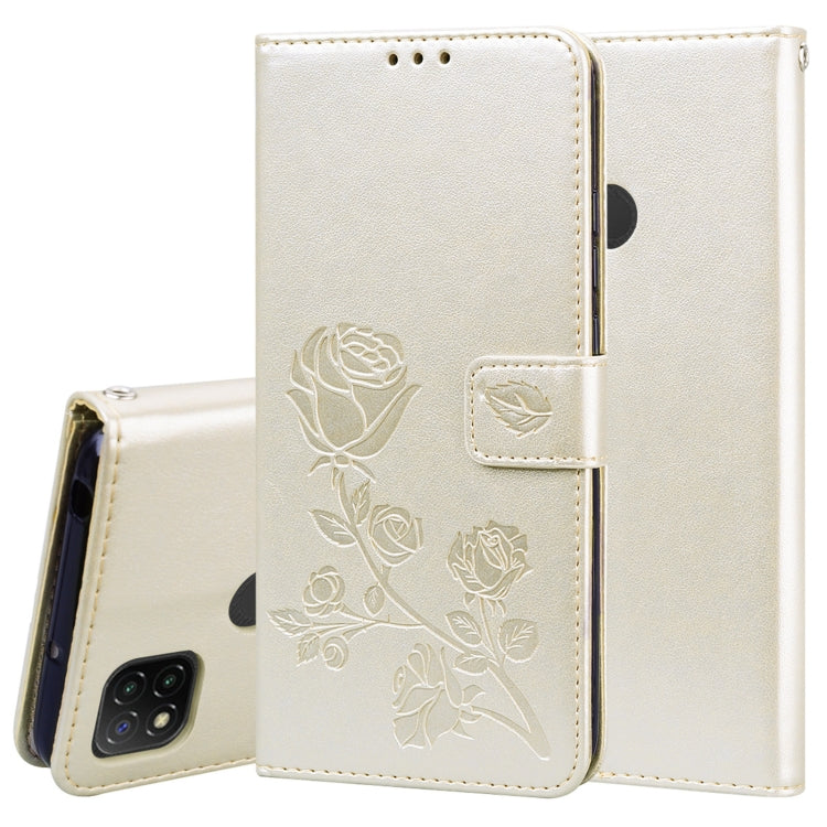 For Xiaomi Redmi 9C Rose Embossed Horizontal Flip PU Leather Case with Holder & Card Slots & Wallet(Gold) by buy2fix