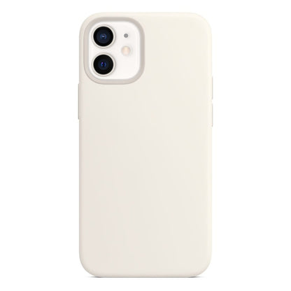 For iPhone 12 mini Magnetic Liquid Silicone Full Coverage Shockproof Magsafe Case with Magsafe Charging Magnet (White) by buy2fix