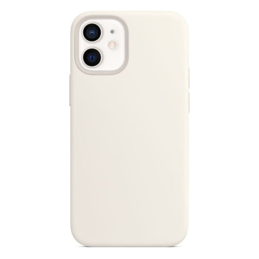 For iPhone 12 mini Magnetic Liquid Silicone Full Coverage Shockproof Magsafe Case with Magsafe Charging Magnet (White) by buy2fix