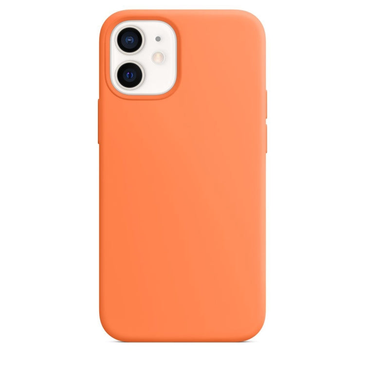 For iPhone 12 mini Magnetic Liquid Silicone Full Coverage Shockproof Magsafe Case with Magsafe Charging Magnet (Orange) by buy2fix