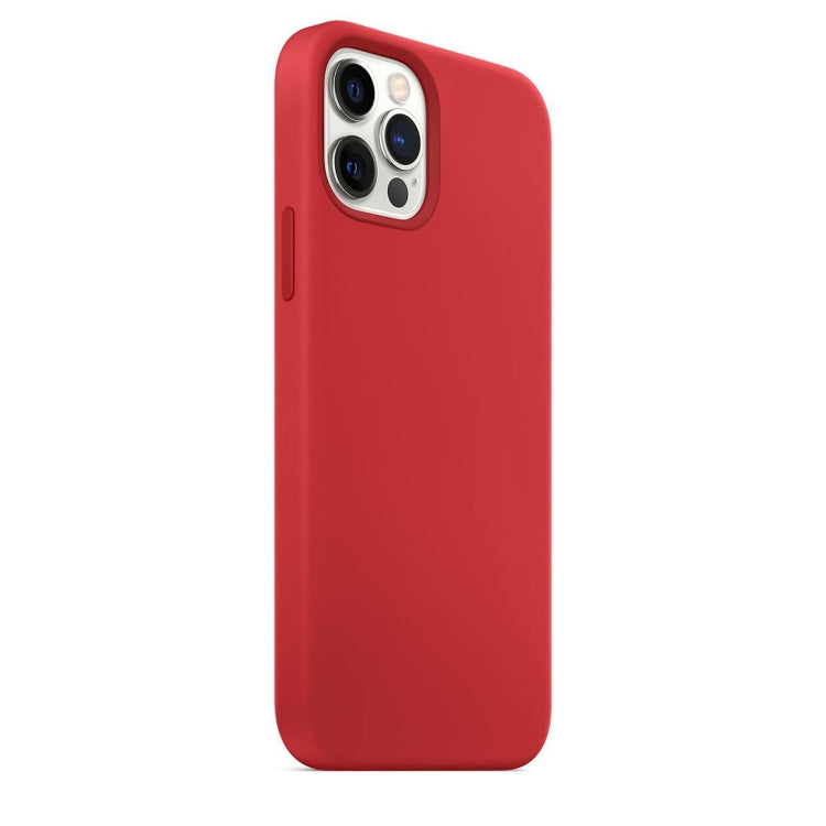 For iPhone 12 / 12 Pro Magnetic Liquid Silicone Full Coverage Shockproof Magsafe Case with Magsafe Charging Magnet(Red) by buy2fix