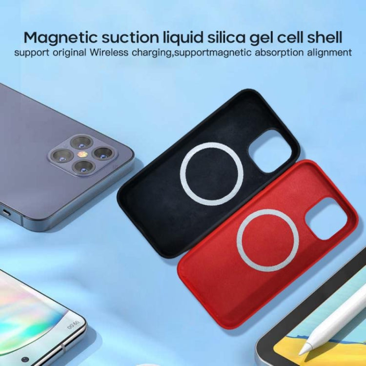 For iPhone 12 / 12 Pro Magnetic Liquid Silicone Full Coverage Shockproof Magsafe Case with Magsafe Charging Magnet(Wine Red) by buy2fix