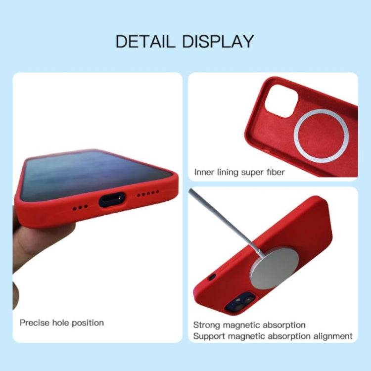 For iPhone 12 Pro Max Magnetic Liquid Silicone Full Coverage Shockproof Magsafe Case with Magsafe Charging Magnet(Pink Orange) by buy2fix
