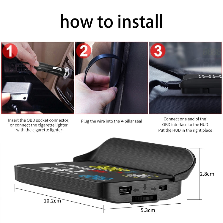 D1 Car OBD2 HUD Head-up Display GPS Speed Meter Speed / Voltage / Water Temperature Speed Alarm by buy2fix