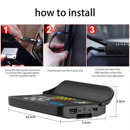 D1 Car OBD2 HUD Head-up Display GPS Speed Meter Speed / Voltage / Water Temperature Speed Alarm by buy2fix