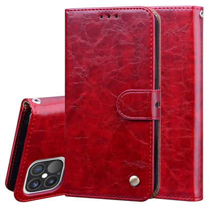 For iPhone 12 / 12 Pro Business Style Oil Wax Texture Horizontal Flip Leather Case with Holder & Card Slots & Wallet(Red) by buy2fix