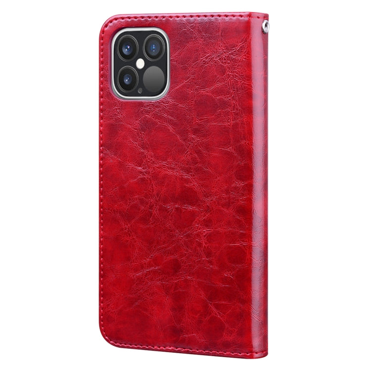 For iPhone 12 / 12 Pro Business Style Oil Wax Texture Horizontal Flip Leather Case with Holder & Card Slots & Wallet(Red) by buy2fix