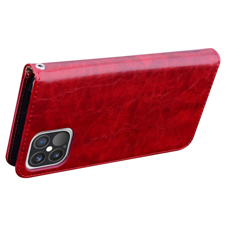 For iPhone 12 / 12 Pro Business Style Oil Wax Texture Horizontal Flip Leather Case with Holder & Card Slots & Wallet(Red) by buy2fix