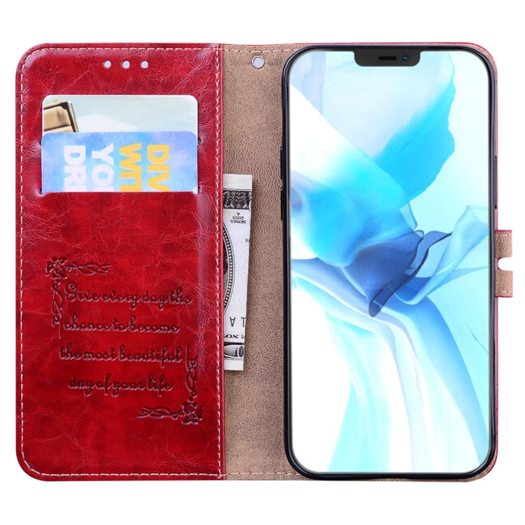 For iPhone 12 / 12 Pro Business Style Oil Wax Texture Horizontal Flip Leather Case with Holder & Card Slots & Wallet(Red) by buy2fix