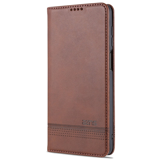 For Xiaomi Redmi Note 9 Pro / Note 9s AZNS Magnetic Calf Texture Horizontal Flip Leather Case with Card Slots & Holder & Wallet(Dark Brown) by AZNS