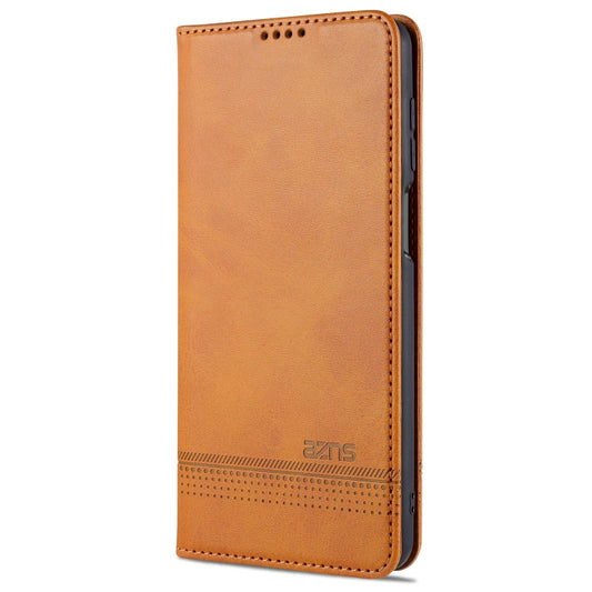 For Xiaomi Redmi Note 9 Pro / Note 9s AZNS Magnetic Calf Texture Horizontal Flip Leather Case with Card Slots & Holder & Wallet(Light Brown) by AZNS
