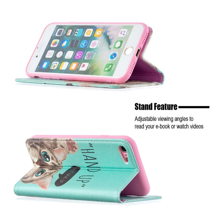 Colored Drawing Pattern Invisible Magnetic Horizontal Flip PU Leather Case with Holder & Card Slots & Wallet For iPhone 8 & 7(Cat) by buy2fix