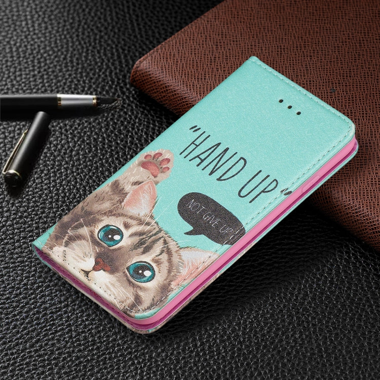 Colored Drawing Pattern Invisible Magnetic Horizontal Flip PU Leather Case with Holder & Card Slots & Wallet For iPhone 8 & 7(Cat) by buy2fix