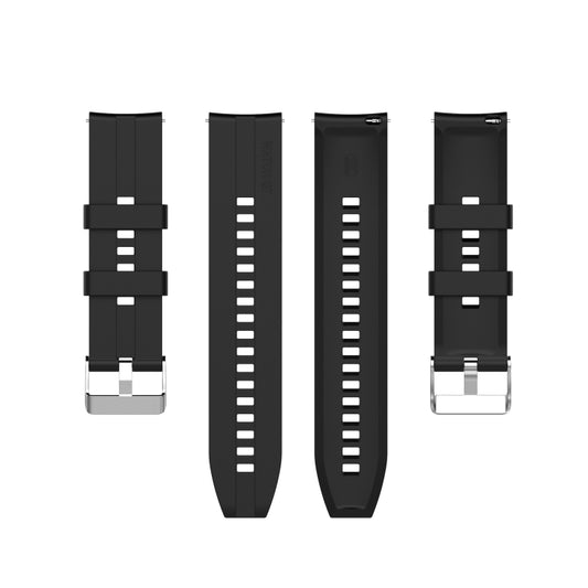 For TicWatch Pro 3 Silicone Watch Band with Silver Steel Buckle(Black) by buy2fix