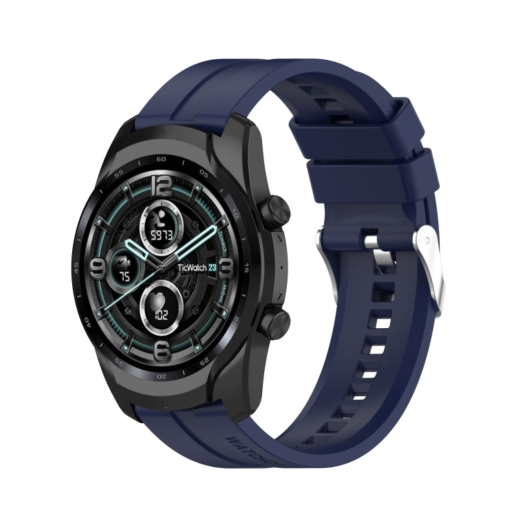 For TicWatch Pro 3 Silicone Watch Band with Silver Steel Buckle(Midnight Blue) by buy2fix