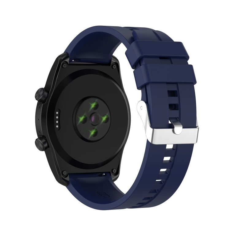 For TicWatch Pro 3 Silicone Watch Band with Silver Steel Buckle(Midnight Blue) by buy2fix