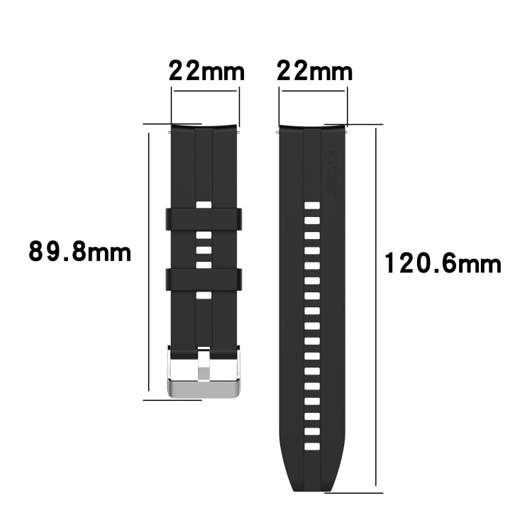 For TicWatch Pro 3 Silicone Watch Band with Silver Steel Buckle(Midnight Blue) by buy2fix