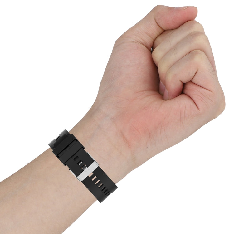 For TicWatch Pro 3 Silicone Watch Band with Silver Steel Buckle(Midnight Blue) by buy2fix