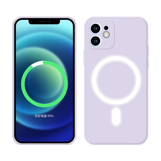 For iPhone 12 Pro Silicone Full Coverage Shockproof Magsafe Case(Light Purple) by buy2fix