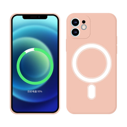 For iPhone 12 Pro Silicone Full Coverage Shockproof Magsafe Case(Pink) by buy2fix