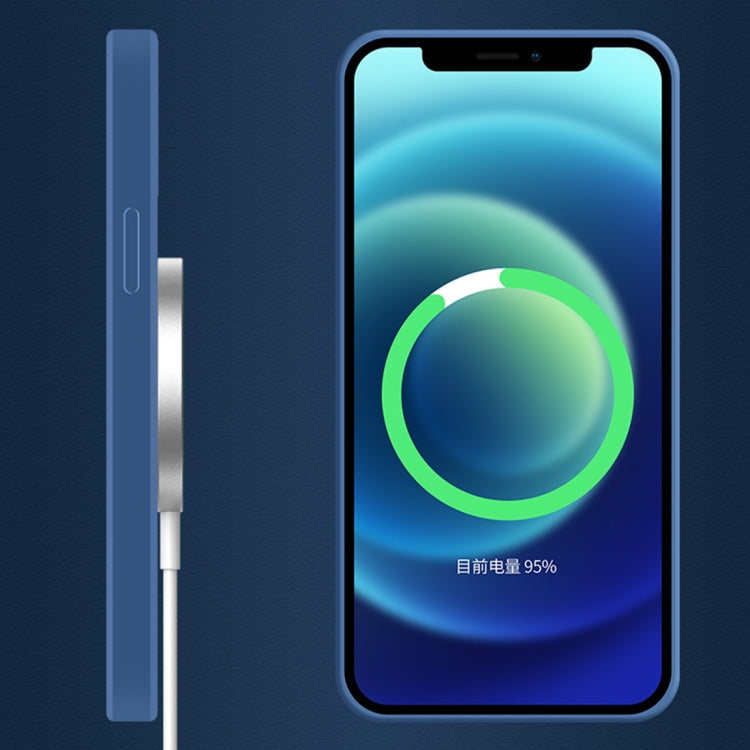 For iPhone 12 Pro Silicone Full Coverage Shockproof Magsafe Case(Blue) by buy2fix