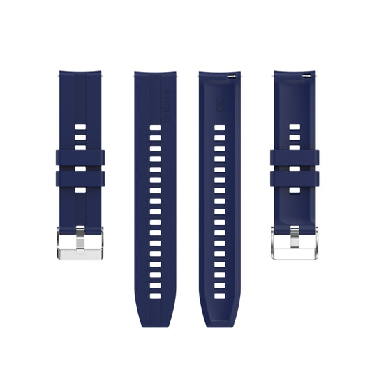 For Huawei Watch GT 2 42mm Silicone Watch Band with Silver Buckle(Midnight Blue) by buy2fix