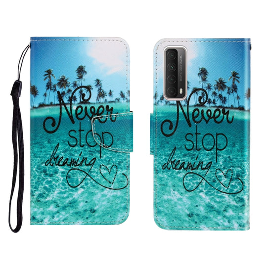 Colored Drawing Horizontal Flip Leather Case with Holder & Card Slot & Wallet For Huawei P Smart 2021 / Y7a(Blue Coconut Grove)