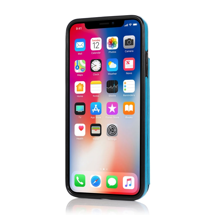 For iPhone X / XS Double Buckle Mandala Pattern PU+TPU Protective Case with Card Slots & Holder & Photo Frame(Blue) by buy2fix