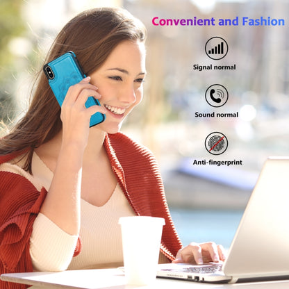 For iPhone X / XS Double Buckle Mandala Pattern PU+TPU Protective Case with Card Slots & Holder & Photo Frame(Blue) by buy2fix