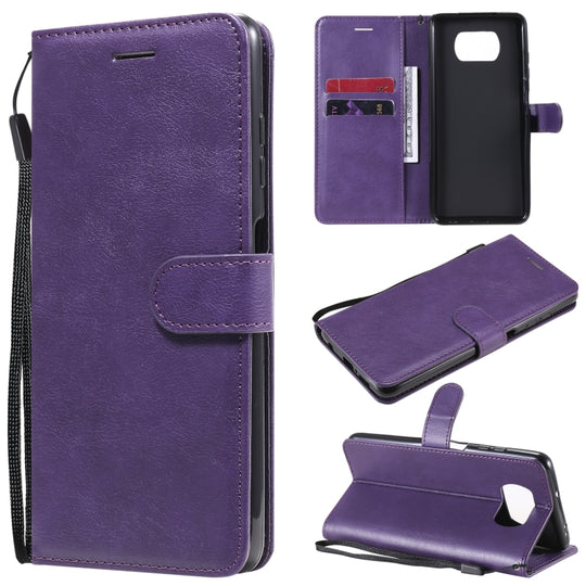 For Xiaomi Poco X3 NFC Solid Color Horizontal Flip Protective Leather Case with Holder & Card Slots & Wallet & Photo Frame & Lanyard(Purple)