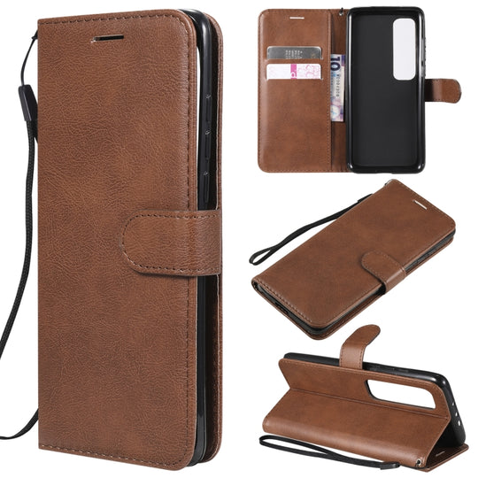 For Xiaomi Poco X3 NFC Solid Color Horizontal Flip Protective Leather Case with Holder & Card Slots & Wallet & Photo Frame & Lanyard(Brown)