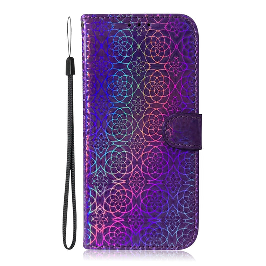 For Galaxy A70 Solid Color Colorful Magnetic Buckle Horizontal Flip PU Leather Case with Holder & Card Slots & Wallet & Lanyard(Purple) by buy2fix