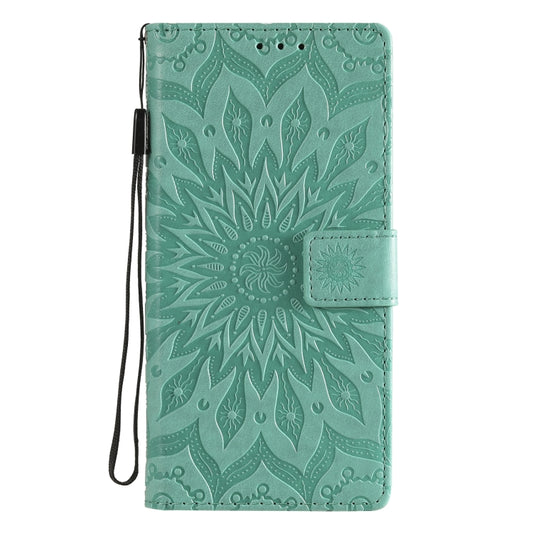 For Samsung Galaxy S20 FE Pressed Printing Sunflower Pattern Horizontal Flip PU Leather Case with Holder & Card Slots & Wallet & Lanyard(Green) by buy2fix