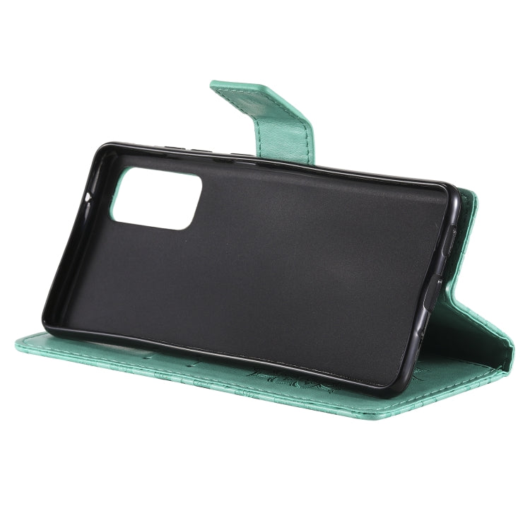 For Samsung Galaxy S20 FE Pressed Printing Sunflower Pattern Horizontal Flip PU Leather Case with Holder & Card Slots & Wallet & Lanyard(Green) by buy2fix